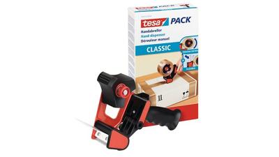 tesa Tapedispenser Blauw, Rood Rolbreedte (max.): 50 mm Rollengte (max.) 66 m Met reminrichting, Mes verwisselbaar