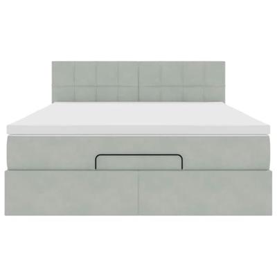 Ottoman bed met matras 140x200cm fluweel lichtgrijs