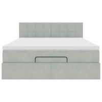 Ottoman bed met matras 140x200cm fluweel lichtgrijs - thumbnail