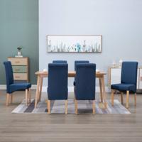 vidaXL Eetkamerstoelen 6 st stof blauw - thumbnail