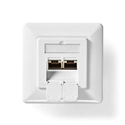 Nedis Netwerk Wanddoos 2 x RJ45 Female CAT6a Goud Verguld Wit