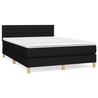 Boxspring met matras stof zwart 140x190 cm - thumbnail