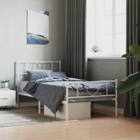 Bedframe met hoofd- en voeteneinde metaal wit 107x203 cm - thumbnail