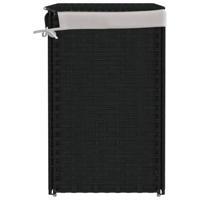 VidaXL Wasmand met 2 vakken 53x35x57 cm poly rattan zwart - thumbnail