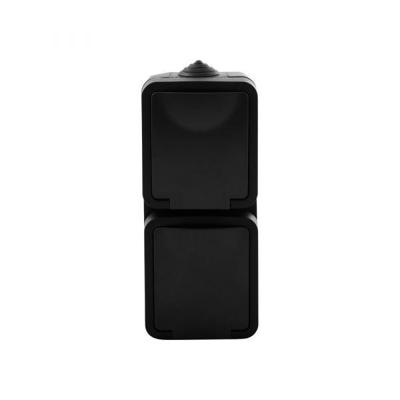 Q-Link Contactdoos | Opbouw | 2-voudig | Met Randaarde | Spatwaterdicht IP54 | Verticaal | Zwart - 00.946.50