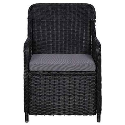Tuinstoelen met kussens 2 st poly rattan zwart - thumbnail