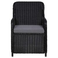 Tuinstoelen 2 st met kussens poly rattan zwart - thumbnail