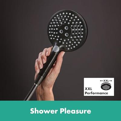 Hansgrohe Handdouche Raindance Select S PowderRain 120 3jet Geborsteld Zwart Chroom Hansgrohe Handdouche Raindance Select S PowderRain 120 3jet Geborsteld Zwart Chroom