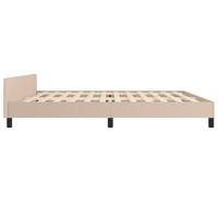 Bedframe met hoofdbord kunstleer cappuccinokleurig 200x200 cm - thumbnail