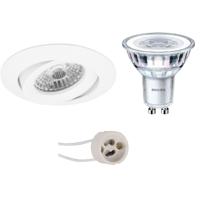 GU10 Inbouwspot Set - Mat Wit - Inbouw Rond - Kantelbaar - Philips - CorePro 840 36D - Pragmi Uranio Pro - 3.5W - Natuurlijk Wit 4000K - Ø82mm - thumbnail