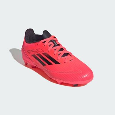 adidas F50 League Gras / Kunstgras Voetbalschoenen (MG) Kids Felrood Zwart Zilver
