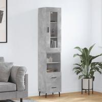 Hoge kast 34,5x34x180 cm bewerkt hout betongrijs - thumbnail