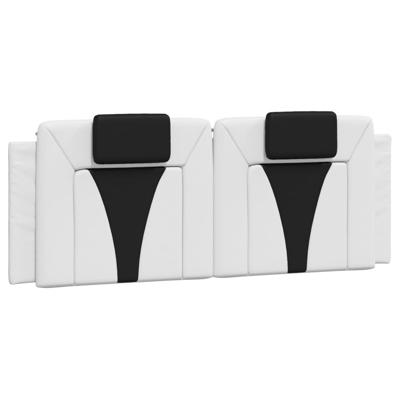 Bedframe met hoofdbord kunstleer zwart en wit 140x200 cm - thumbnail
