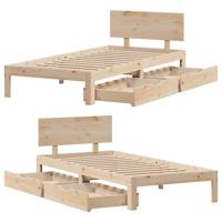 Bedframe met lades massief grenenhout 90x200 cm - thumbnail