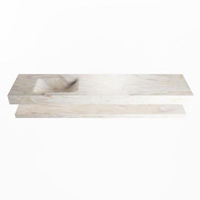 MONDIAZ ALAN-DLUX 200cm planchet Ostra. Vrijhangende wastafel CLOUD links zonder kraangat, kleur Ostra.