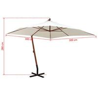 VidaXL Zweefparasol met houten paal 300x300 cm wit - thumbnail