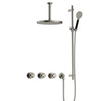 Hotbath Cobber IBSW70 Regendoucheset inbouw - 15cm plafondarm - 30cm ronde hoofddouche - 3 standen handdouche - glijstang - Geborsteld nikkel IBSW70GN1257 - thumbnail