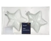Decoris kersthangers glas ster 2st winterwit - thumbnail
