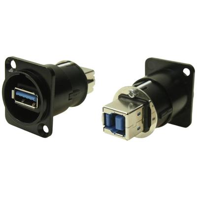 Cliff CP30108 XLRFT USB 3.0 A-B bus zwart metaal geaard Adapter, inbouw 1 stuk(s)