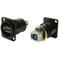 Cliff CP30108 XLRFT USB 3.0 A-B bus zwart metaal geaard Adapter, inbouw 1 stuk(s) - thumbnail