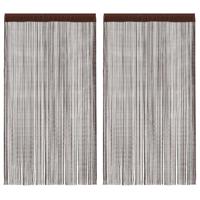VidaXL Draadgordijnen 100x250 cm bruin 2 st - thumbnail