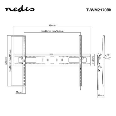 Kantelbare TV Muurbeugel | 60 - 100" | Max. 75 kg | 85 mm Afstand tot de Muur Kantelbare TV Muurbeugel | 60 - 100" | Max. 75 kg | 85 mm Afstand tot de Muur
