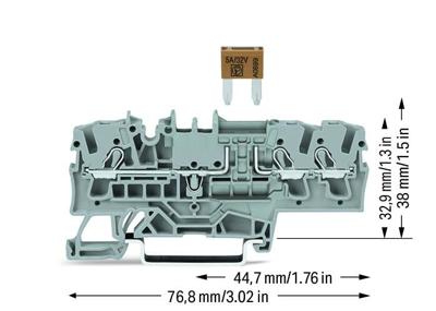 WAGO 2002-1781 Zekeringklem 5.20 mm Push-In-klem Grijs 50 stuk(s)