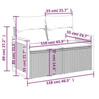 6-delige Loungeset met kussens poly rattan zwart - thumbnail