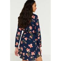 ONLY gebloemde semi-transparante blousejurk ONLCORY blauw/rood - thumbnail