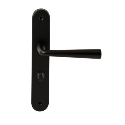 Hardbrass Deurkruk Mikonos op ovaal langschild WC63/8mm - zwart Hardbrass Deurkruk Mikonos op ovaal langschild WC63/8mm - zwart