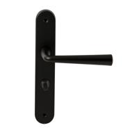 Hardbrass Deurkruk Mikonos op ovaal langschild WC63/8mm - zwart - thumbnail