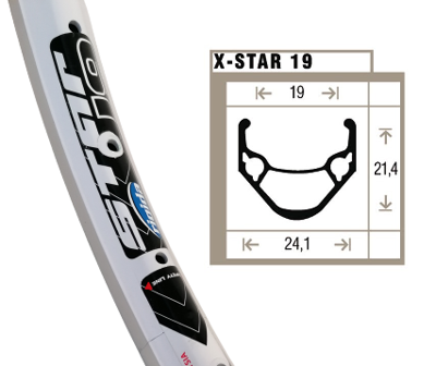 Shining Rigida x-star 19 velg wit etrto 507-19 (24x1.75) 36-gaats