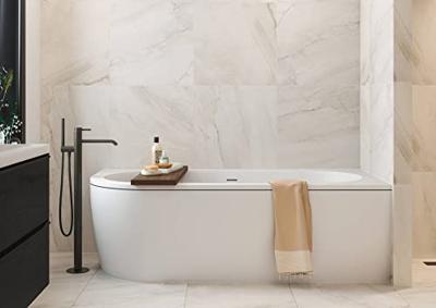 Saqu Line half vrijstaand hoekbad 2-persoons met hoek rechts 180x80cm glans wit acryl incl. afvoerplug wit