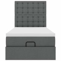 Ottoman bed met matras en LED's 180x200cm stof donkergrijs - thumbnail