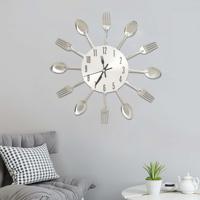 VidaXL Wandklok lepel-en-vork 31 cm aluminium zilverkleurig - thumbnail