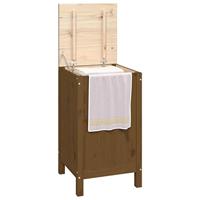 Wasmand 44x44x76 cm massief grenenhout honingbruin - thumbnail