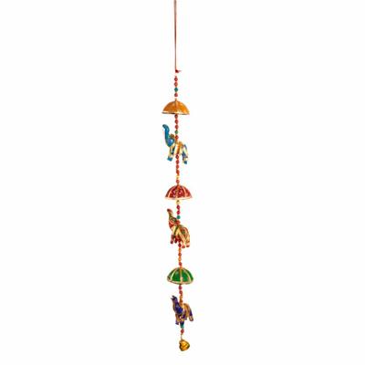 Decoratieve Slinger 3 Stoffen Olifanten met Belletje - 78 cm