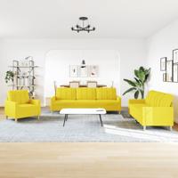 4-delige Loungeset met voetenbank stof lichtgeel - thumbnail