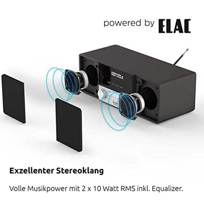 TechniSat Digitradio 4 Stereo DAB Radio (Dab+, Fm, Bluetooth, Hoofdtelefoonaansluiting, Aux-Ingang, Wekker, Oled-Display, 20 Watt Rms, Elac Luidspreker) Wit