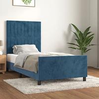 Bedframe zonder matras 90x200 cm fluweel donkerblauw - thumbnail