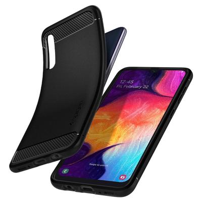 Spigen - Samsung Galaxy A50 Hoesje - Back Case Rugged Armor Zwart