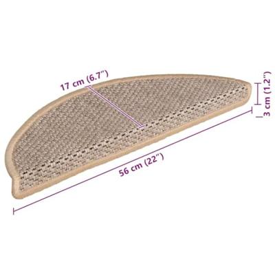 VidaXL Trapmatten zelfklevend 15 st sisal-look 56x17x3 cm lichtbeige