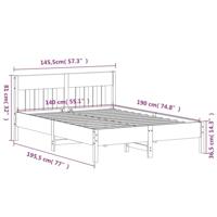 Bedframe met hoofdbord massief grenenhout 140x190 cm - thumbnail