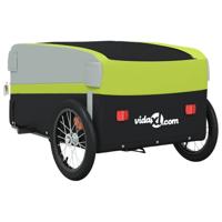 VidaXL Fietstrailer 45 kg ijzer zwart en groen - thumbnail