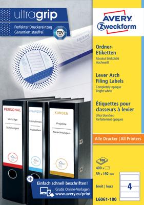 Rugetiket avery breed 59x192mm zelfklevend wit Rugetiket avery breed 59x192mm zelfklevend wit
