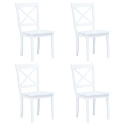 Eetkamerstoelen 4 st massief rubberwood wit
