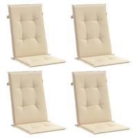 VidaXL Tuinstoelkussens 4 st hoge rug120x50x3 cm stof beige - thumbnail