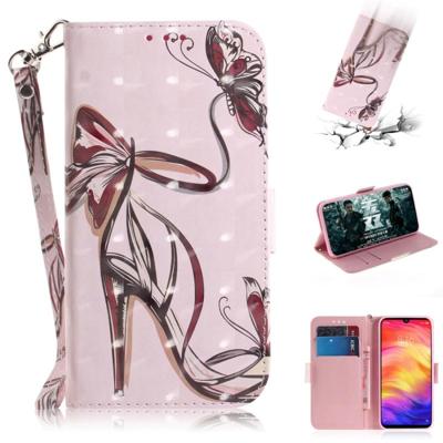 3D gekleurde tekening horizontale Flip lederen draagtas met houder & kaartsleuven & portemonnee voor Galaxy S10 (Butterfly hoge hakken)
