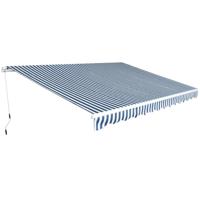 Luifel handmatig uittrekbaar 450 cm blauw/wit - thumbnail