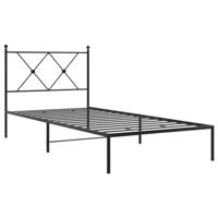 Bedframe met hoofdbord metaal zwart 90x190 cm - thumbnail